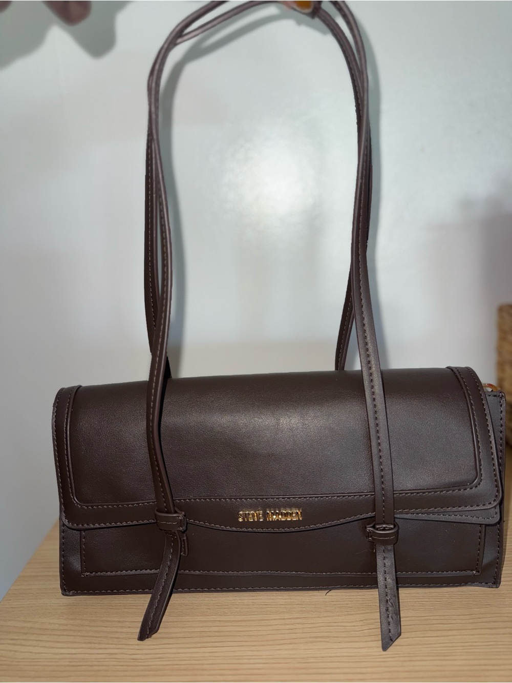 Steve Madden Chocolate Brown Leather Shoulder Bag